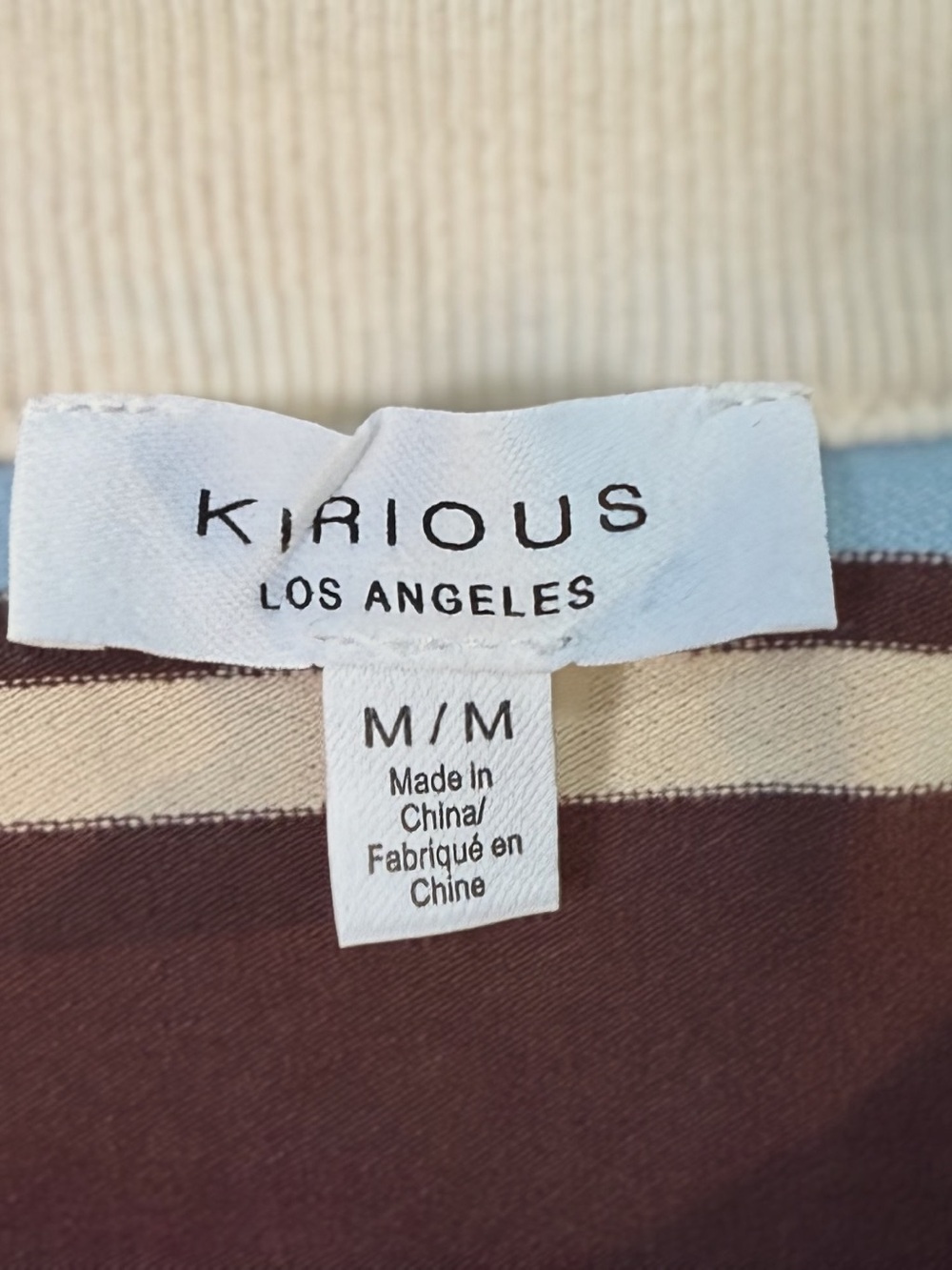 Kirious Los Angeles Striped Rugby Polo Top Brown Blue Cream | Medium | Fall Chic - Picture 3 of 5